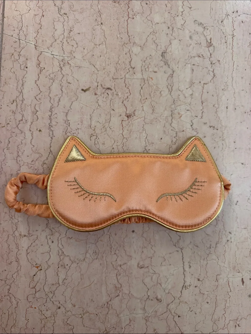 Charlotte Olympia Cat Ear Satin Sleep Mask in Peach